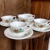 Vintage set of 5 Anemones flower cups and saucers