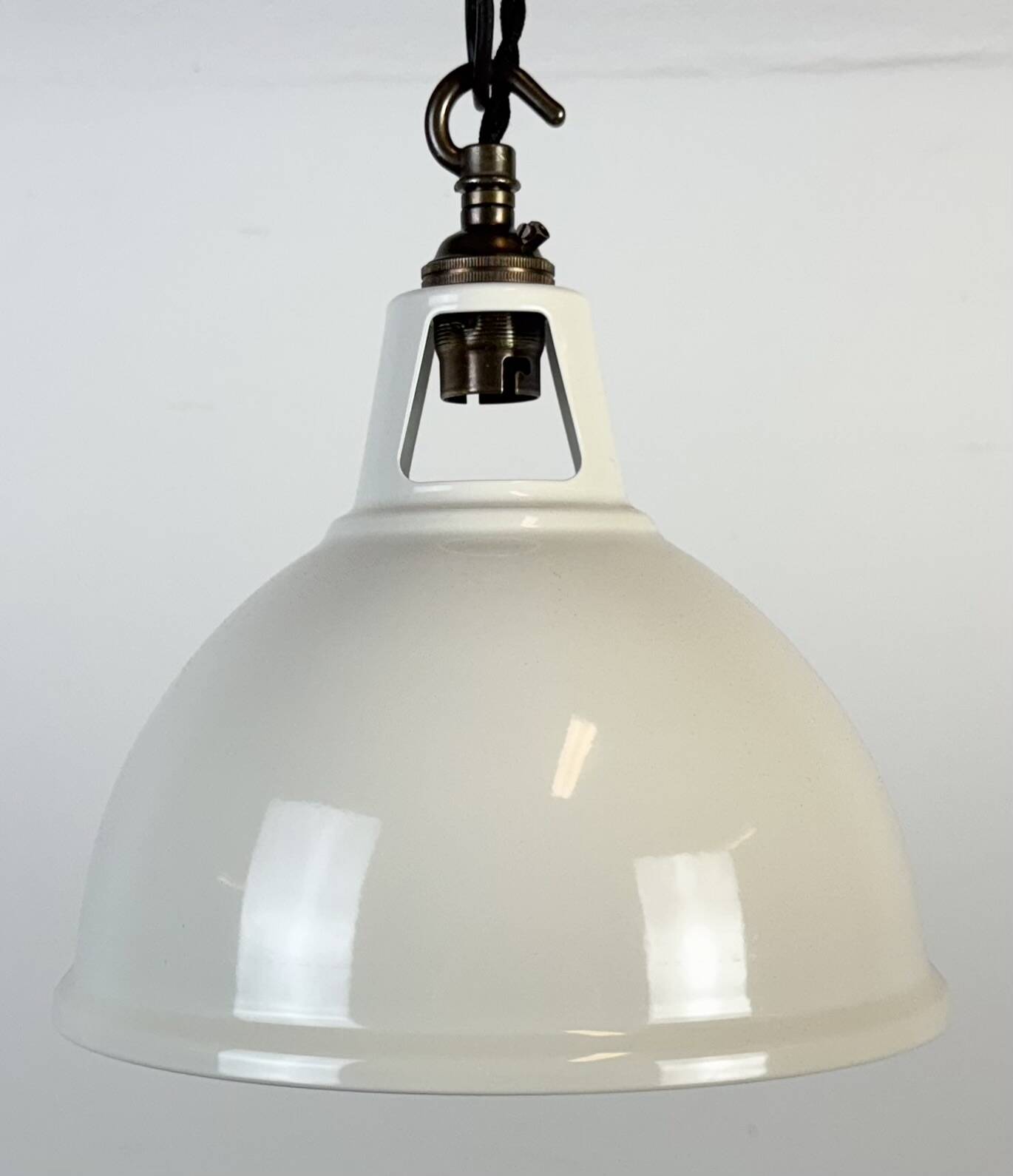 Vintage Industrial Beige Painted Pendant Lamp