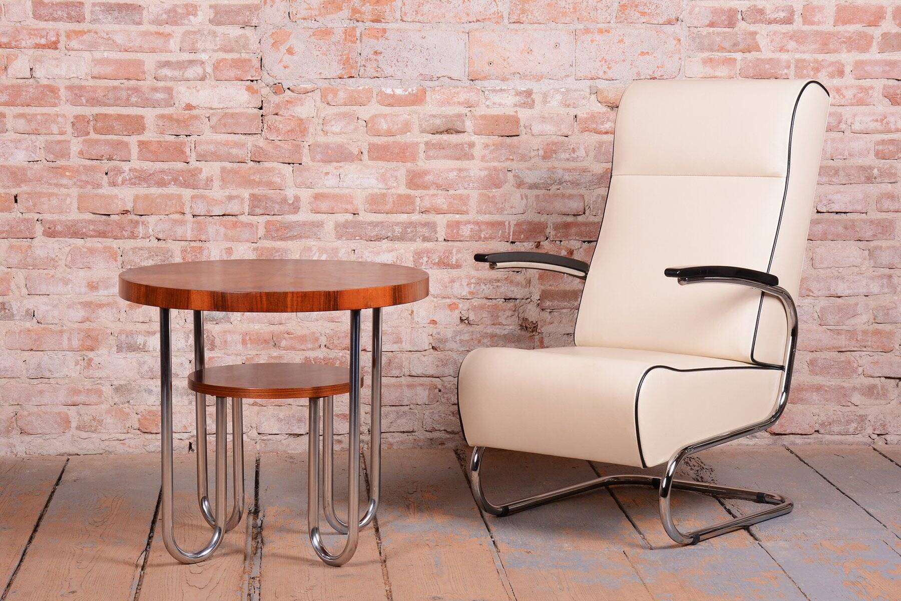 Bauhaus Armchairs FN24 in Chrome and Leather attributed to Mücke-Melder, Czech, 1930s, Set of 2