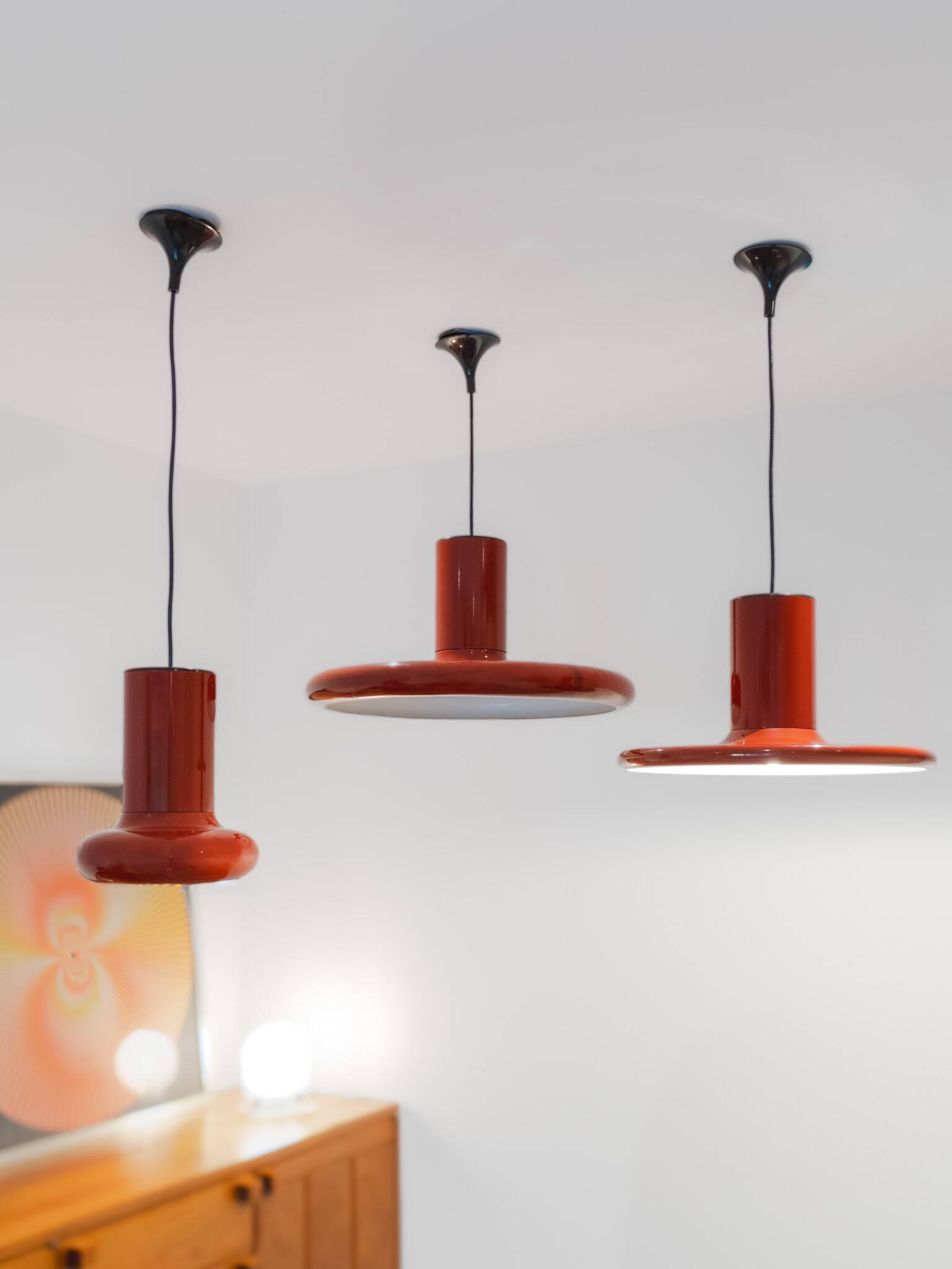 Three Pendolita-Lita pendant lights, 1960s