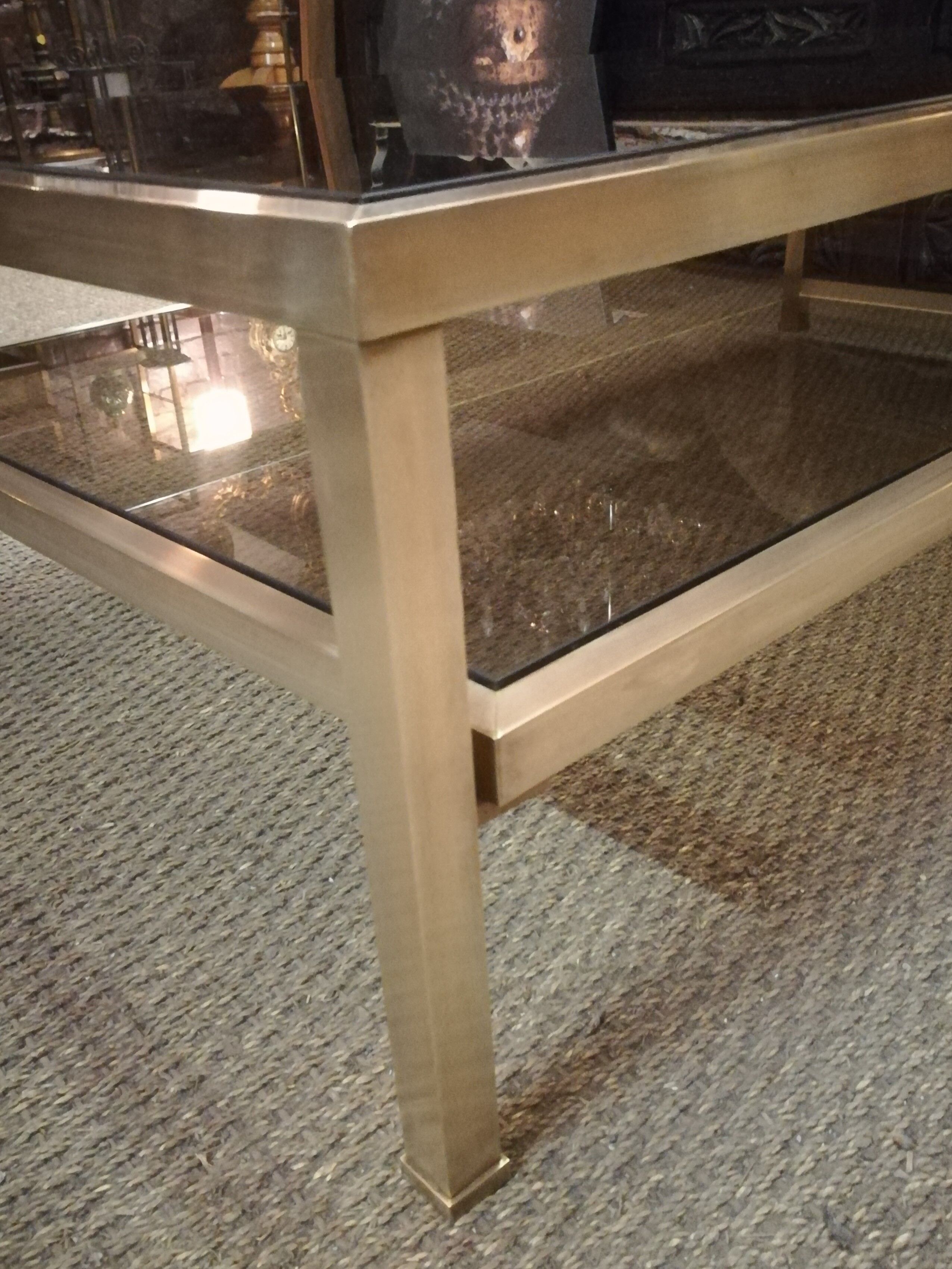 Brass coffee table and smoked glass