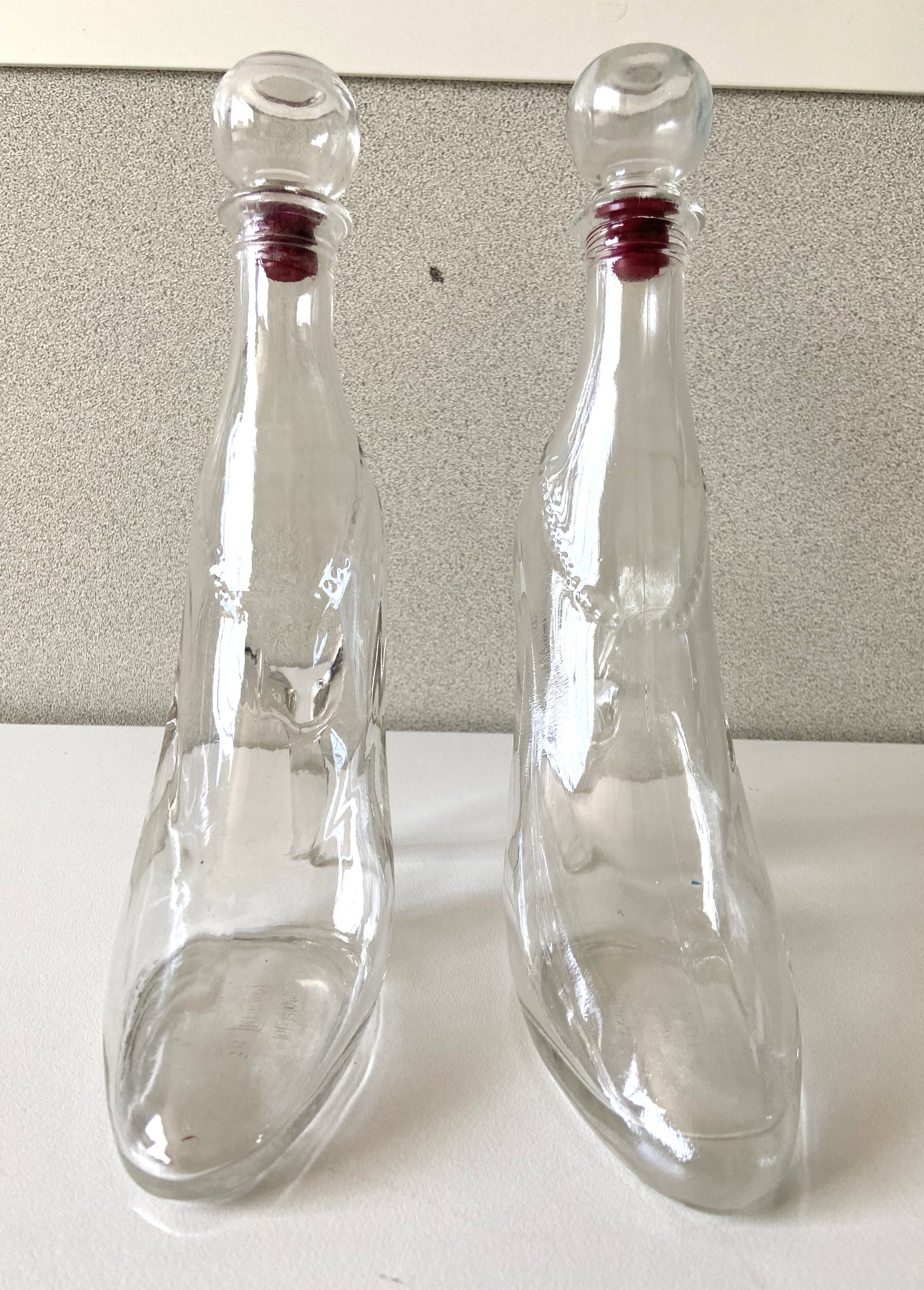 2 bottles vintage glass flacons registered model kefla france high heels