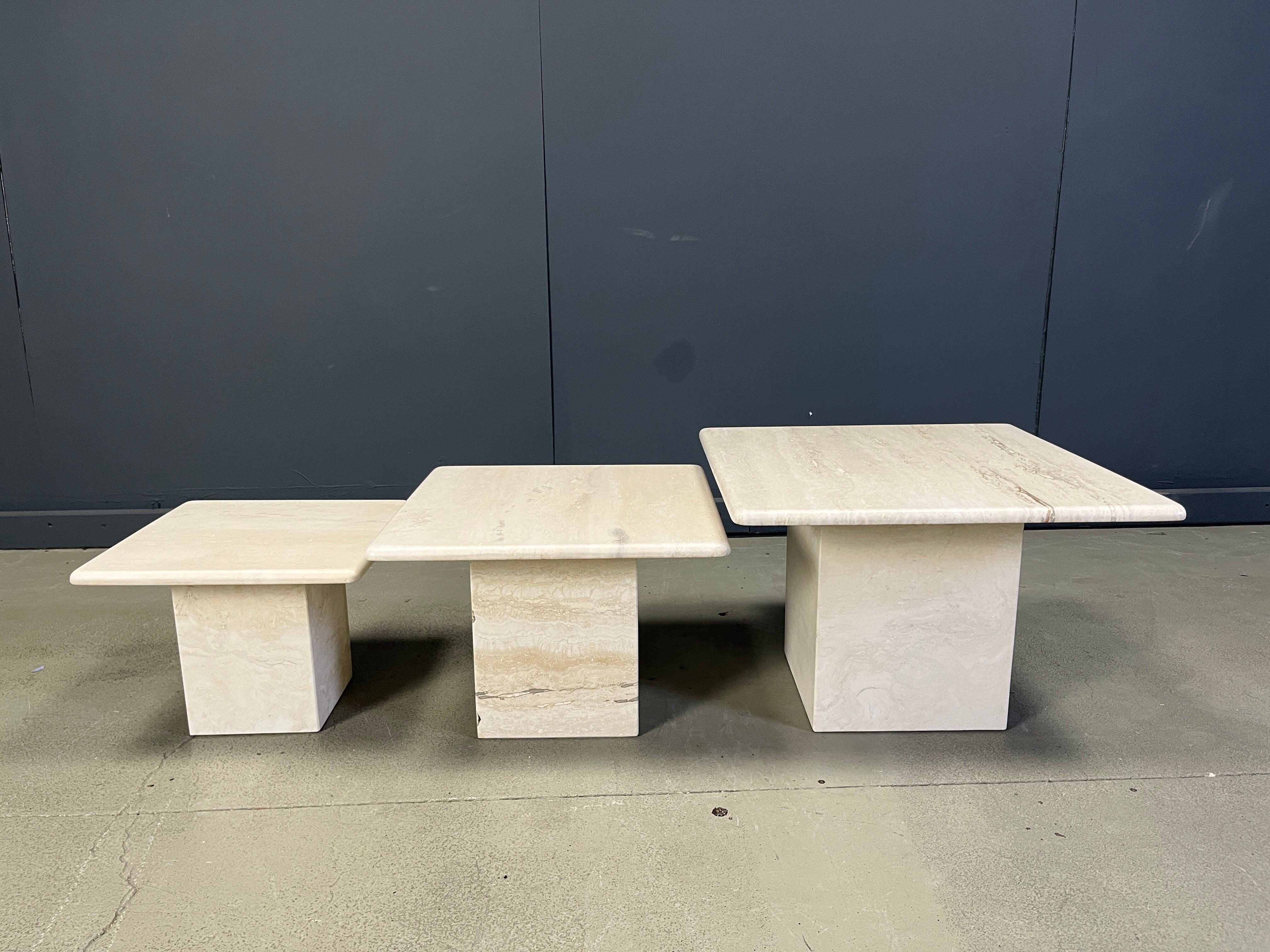 Vintage travertine nesting tables or side tables, 1970s