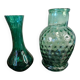 Textured glass vase and carafe duo in blown green glass, Biot style, 1960s.