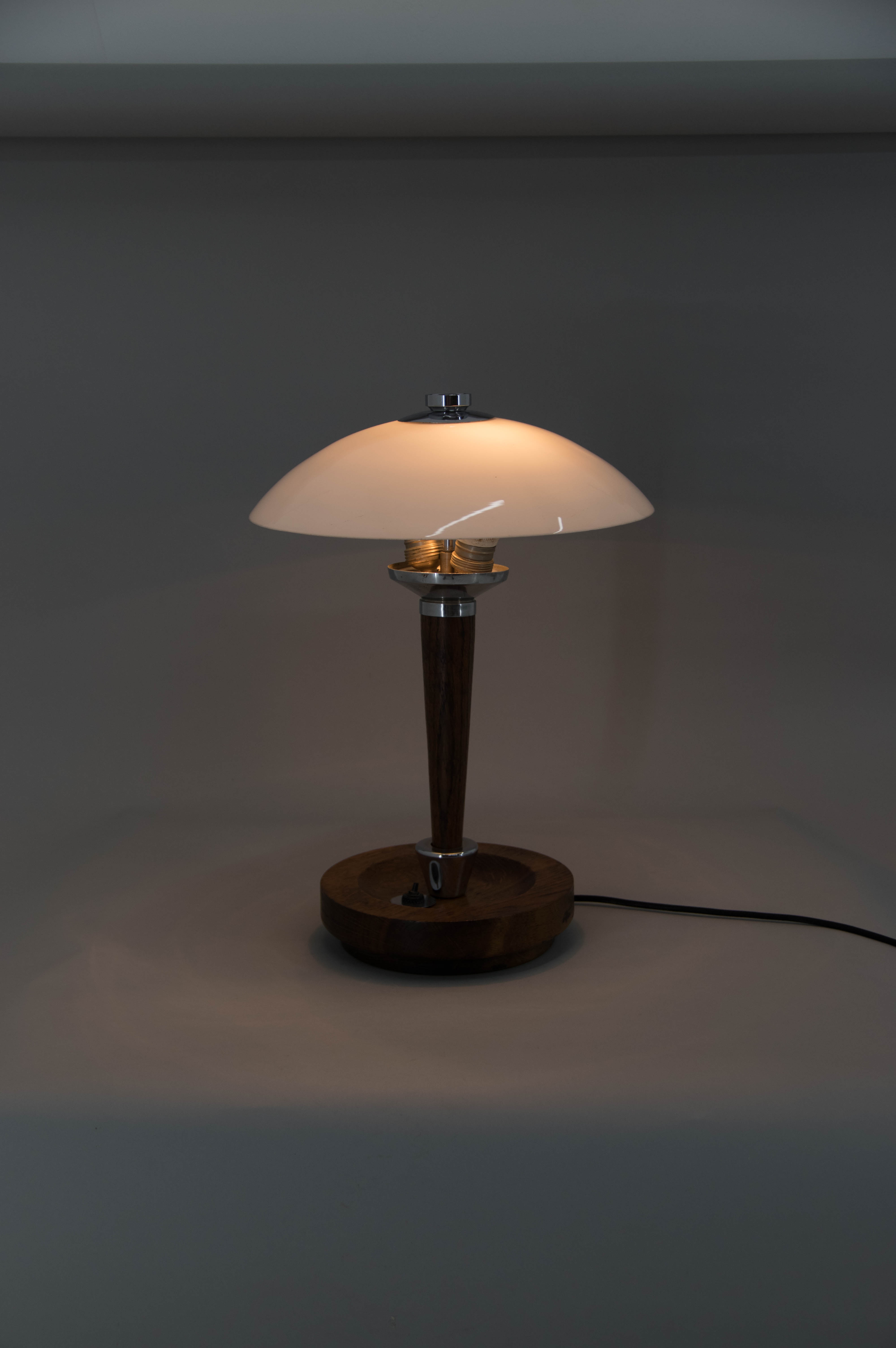 Art deco wood and glass table lamp, 1930s