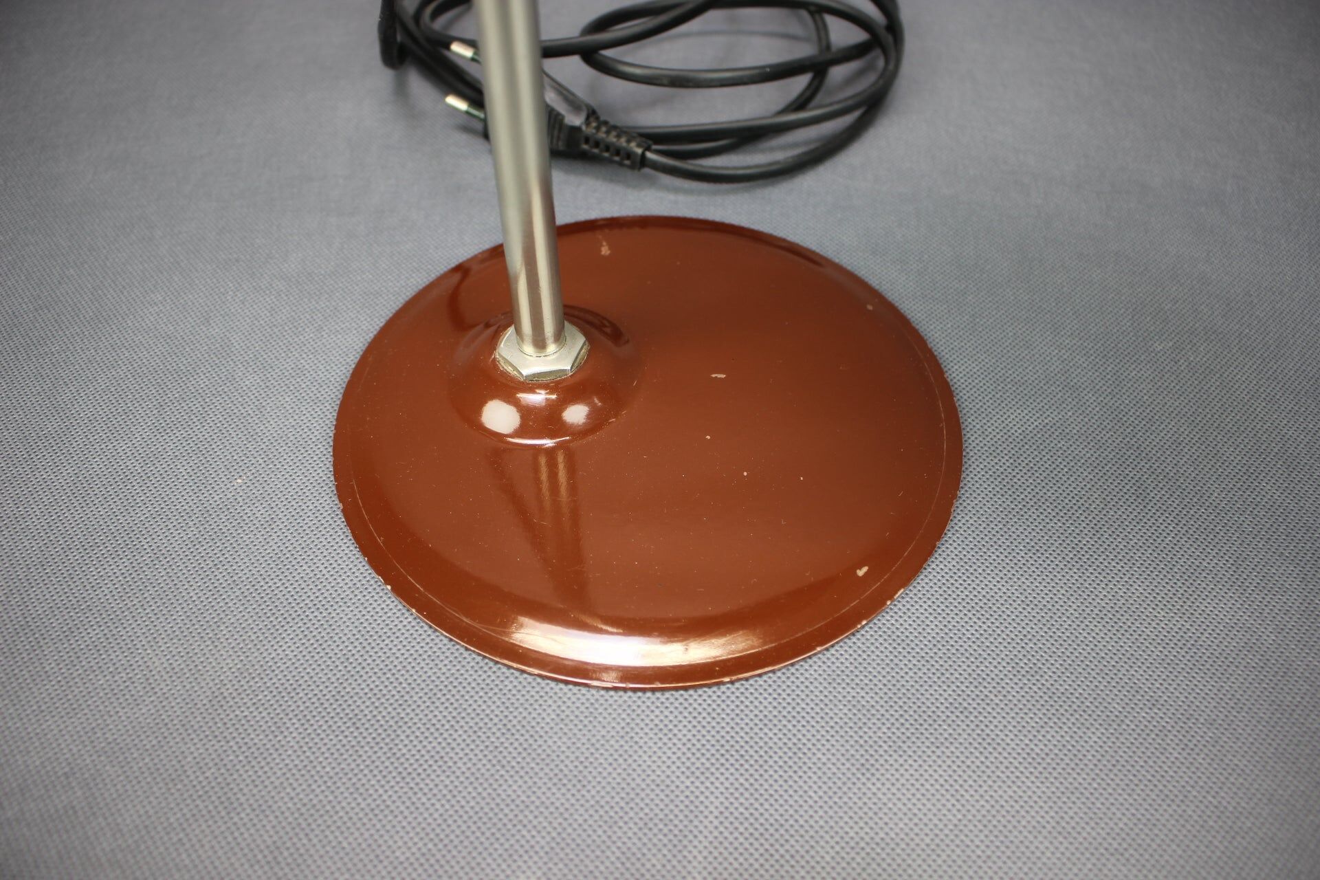 1970s Hungarian table lamp, "Space Age" style, in brown enamel.