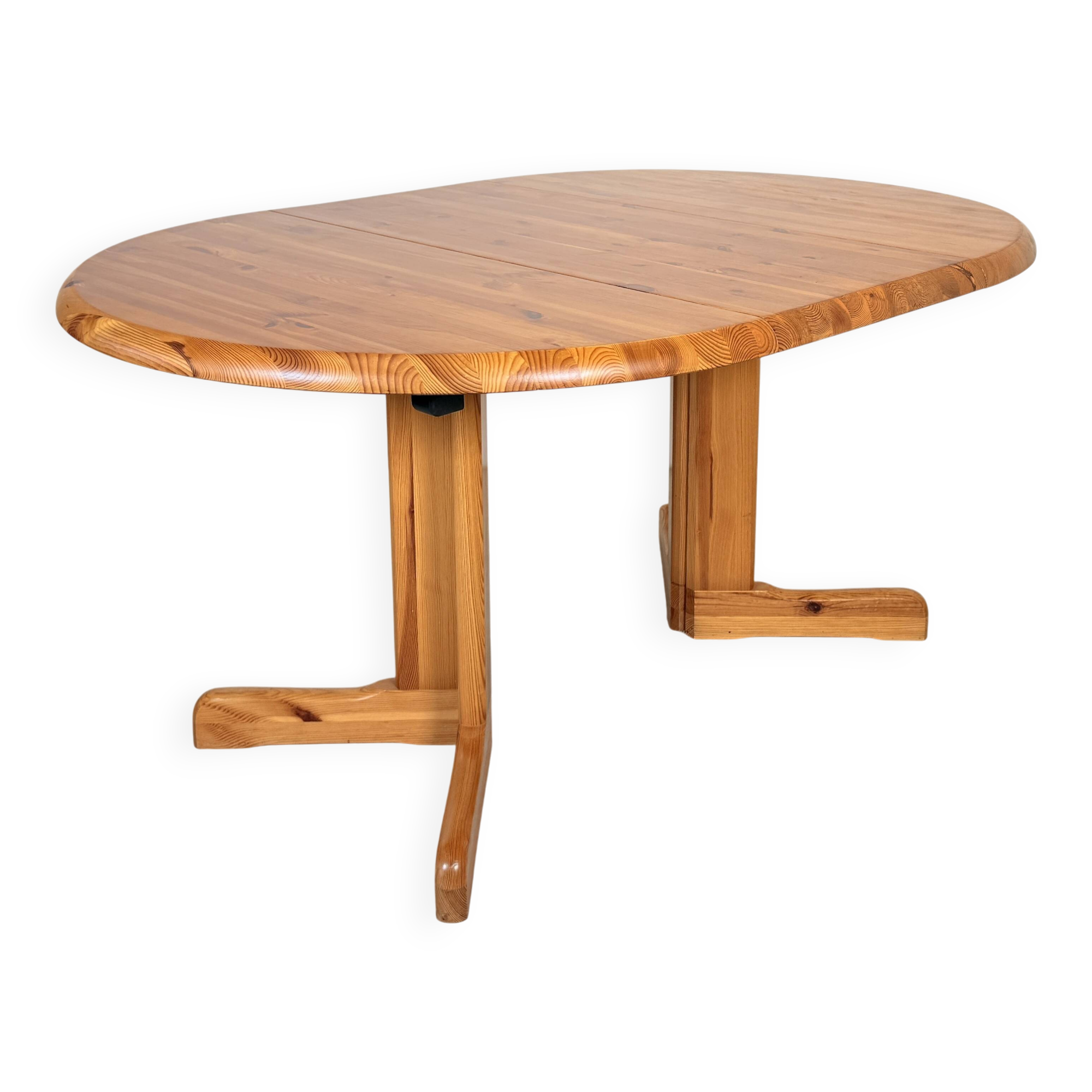 Table de salle à manger ovale extensible en pin de style danois
