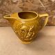 Old barbotine pitcher sarreguemines yellow ceramic squirrel decor