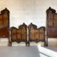 Pair of Art Nouveau cast iron headboards, Italy circa 1900