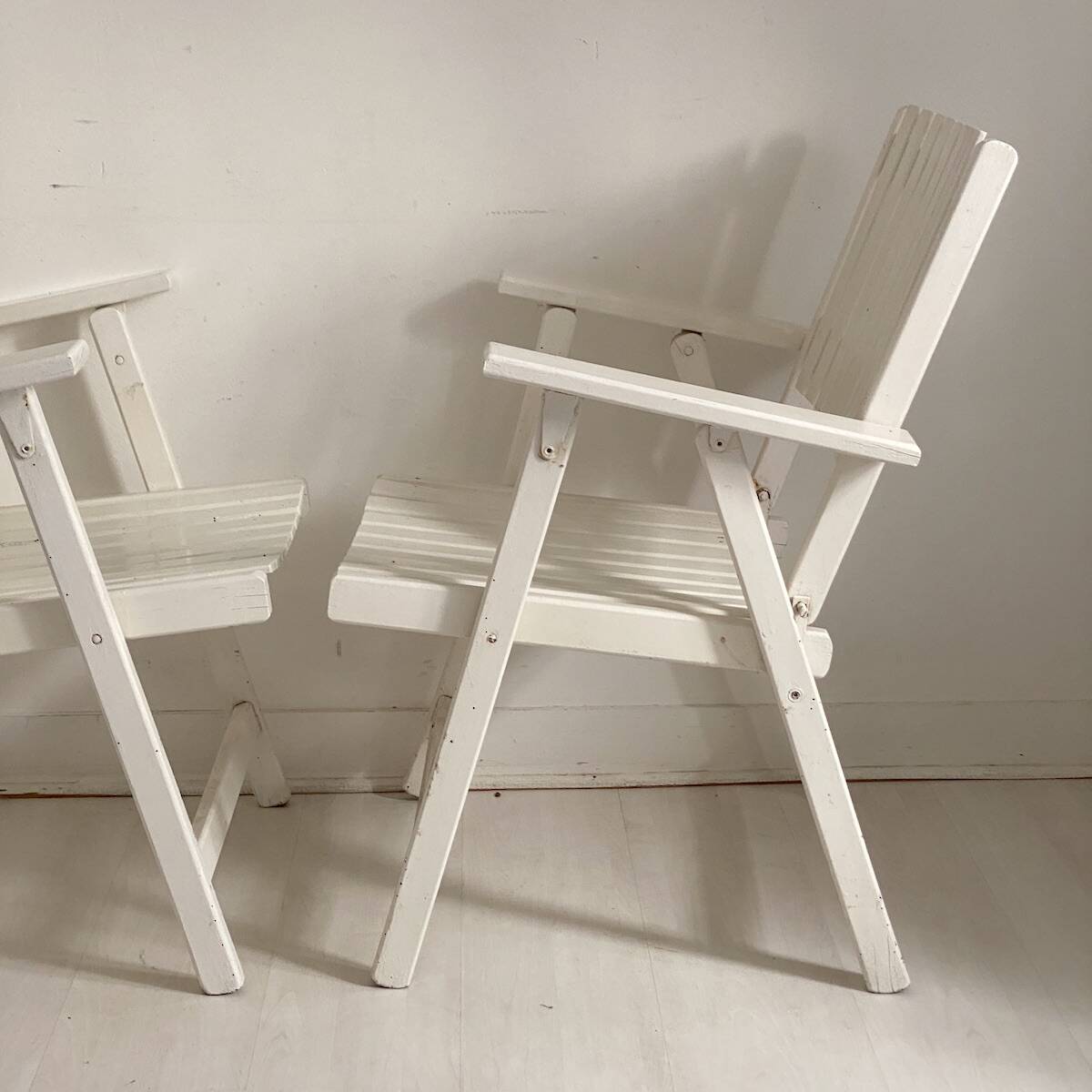 Pair of vintage 1960s folding garden chairs