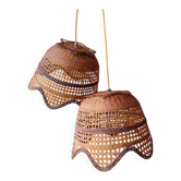 Vintage rattan suspension duo.