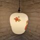 Vintage opaline glass pendant light, pink and white floral pattern, 1960s