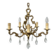Brass chandelier with 5 branches and pendants in Louis XV style