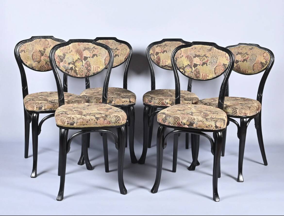 Suite de 6 chaises bistrot jacob  et josef kohn noires