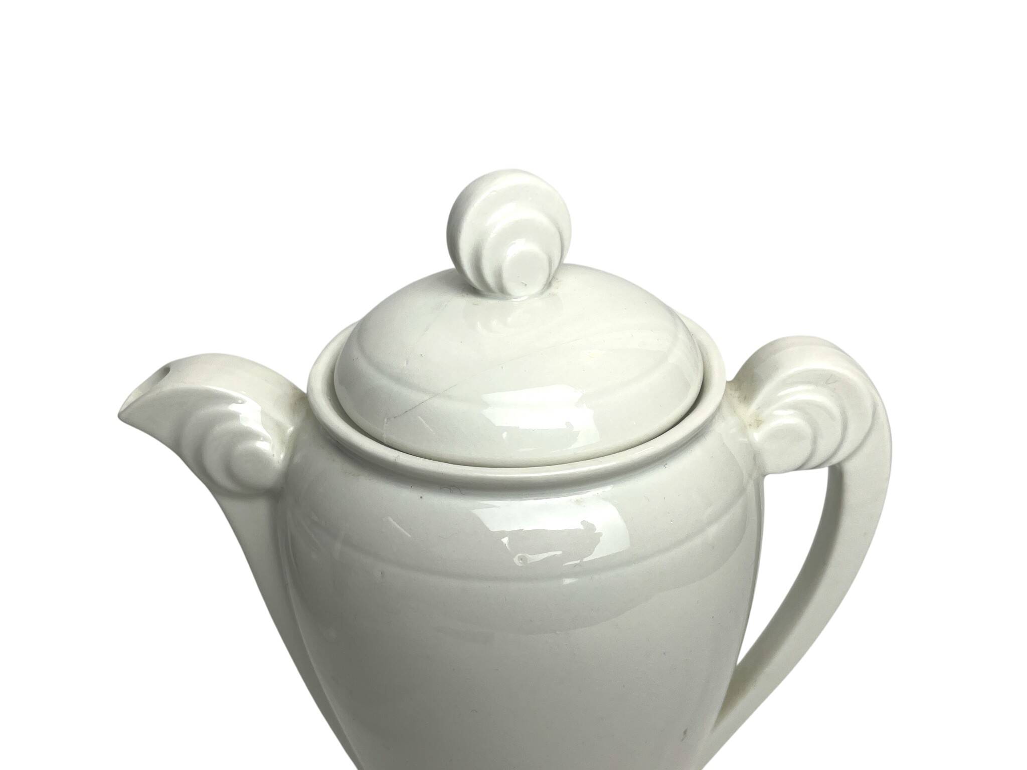 Art Deco white earthenware jug and sugar bowl set from around 1930.