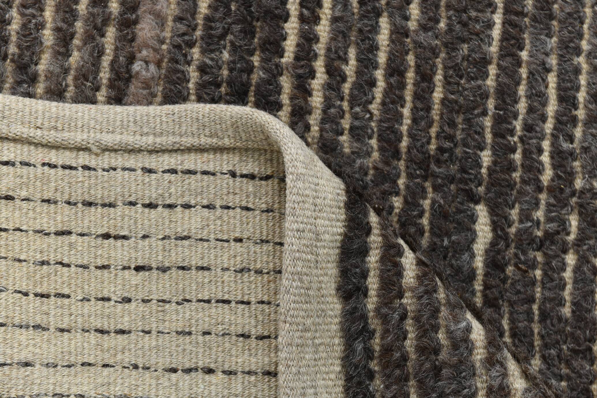 3x11 Vintage Dark Brown Super Soft Kilim Runner Rug, 94x345Cm