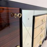 Italian 1940s Art Deco Sideboard in Macassar, Parchment, Attr. Osvaldo Bors