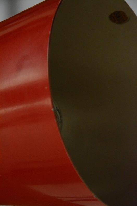 Old and rare Stilnovo wall light, red and black lacquered metal and brass With period label