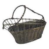 Old basket bottle holder silver metal french bottle holder