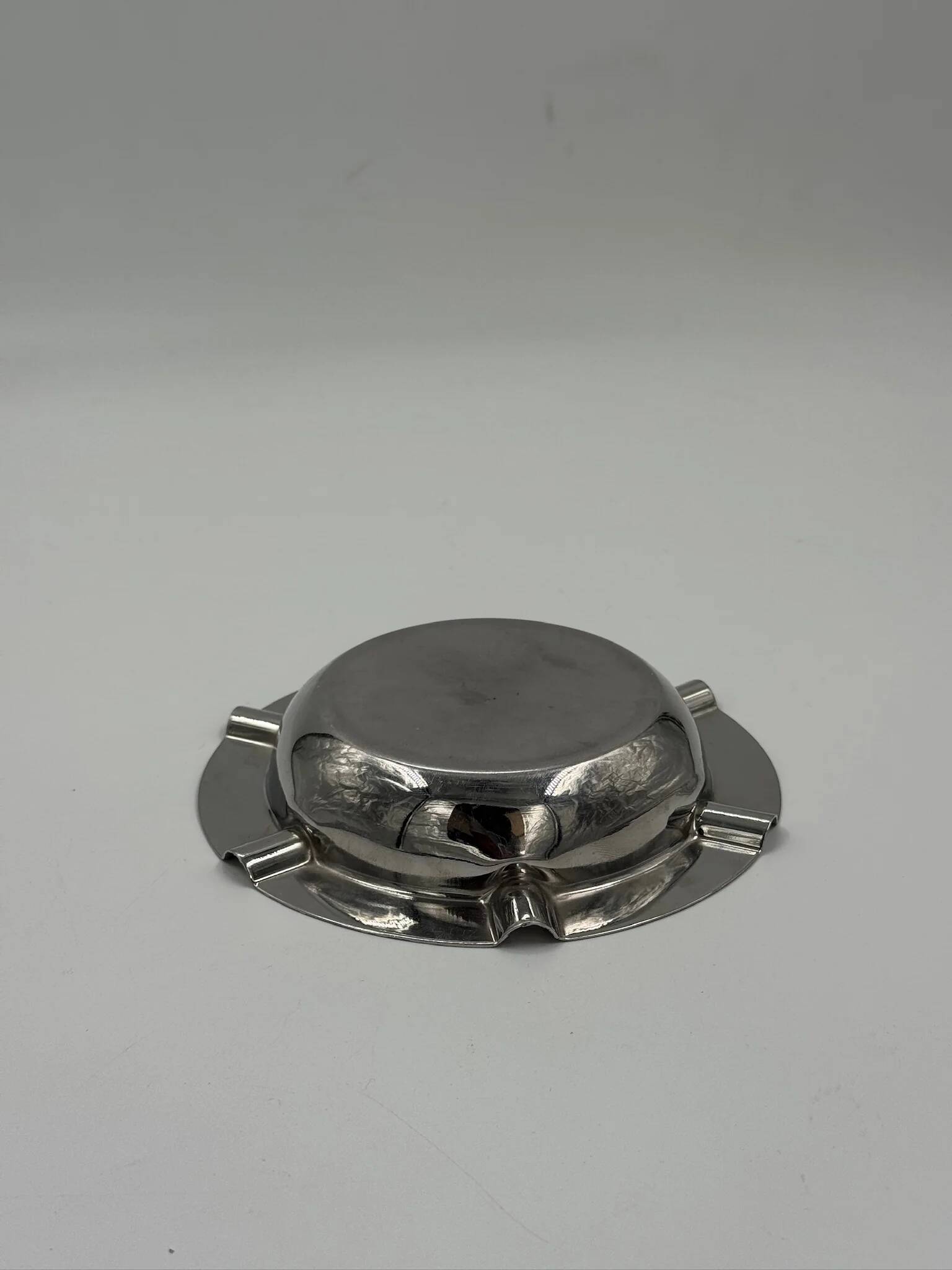 Vintage round ashtray in stainless steel
