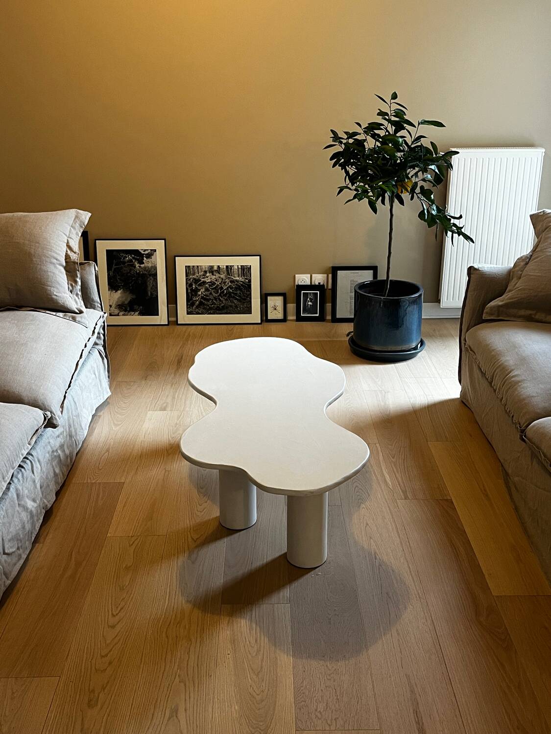 Waxed concrete coffee table