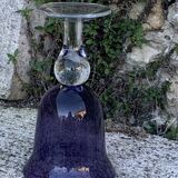 Set of 4 wine glasses in blown and bubbled glass, duo line, biot glassware style, unsigned