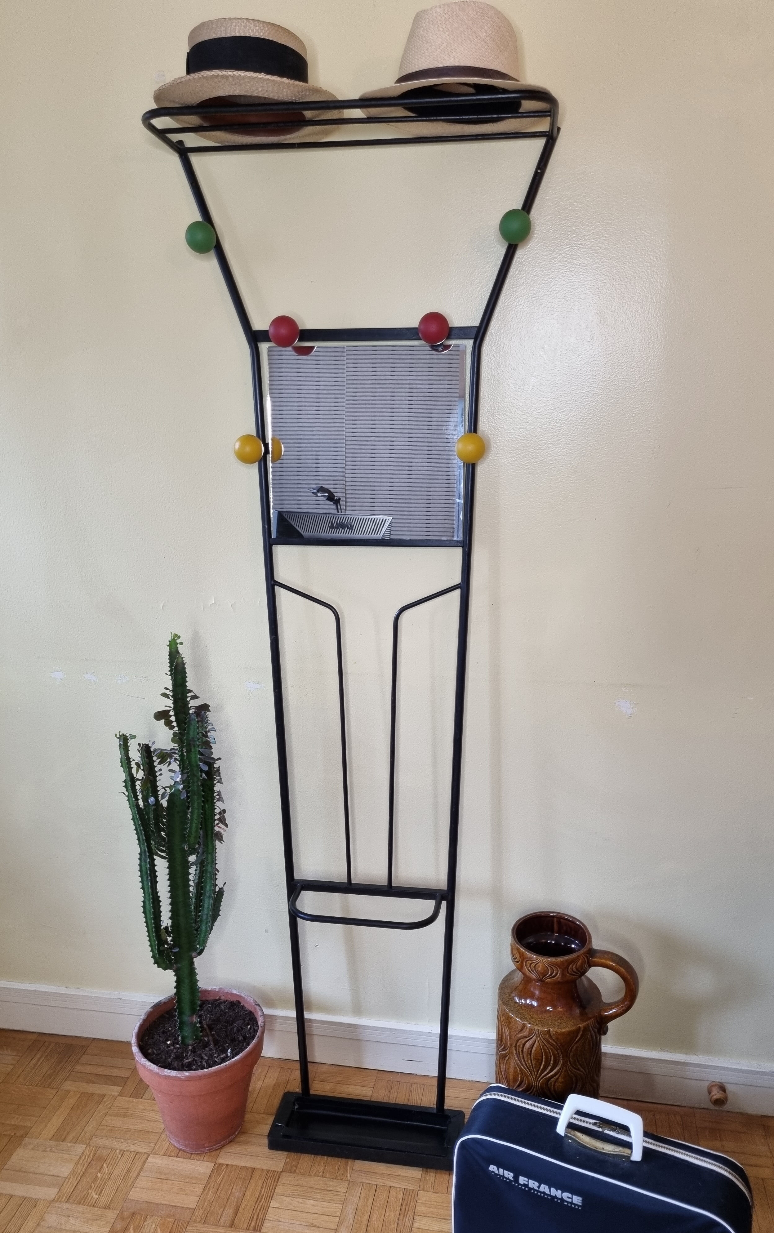 Coat rack cloakroom with mirror, 6 hooks 50s