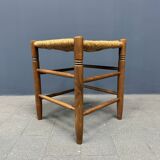 Set of Dutch beechwood stools with rush seat