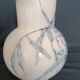 Pitcher jug vase earthenware floral decor blue early 20th century