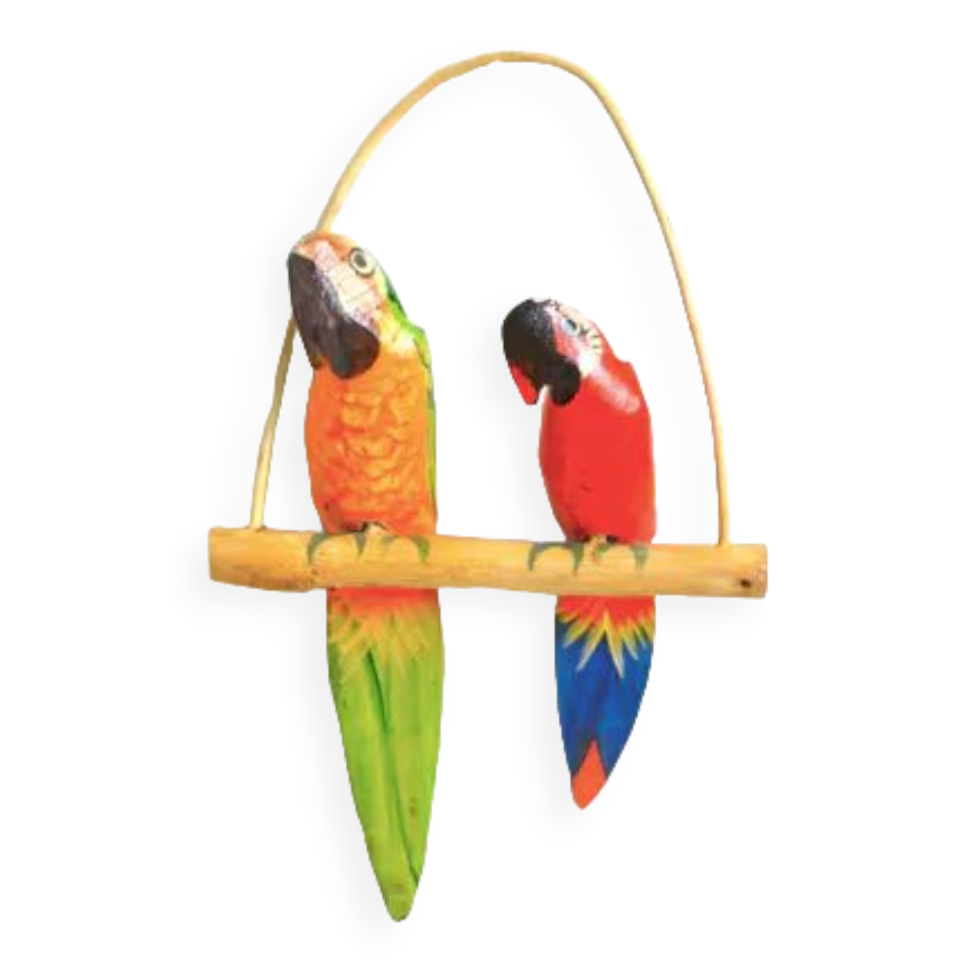 Duo de perroquets en bois