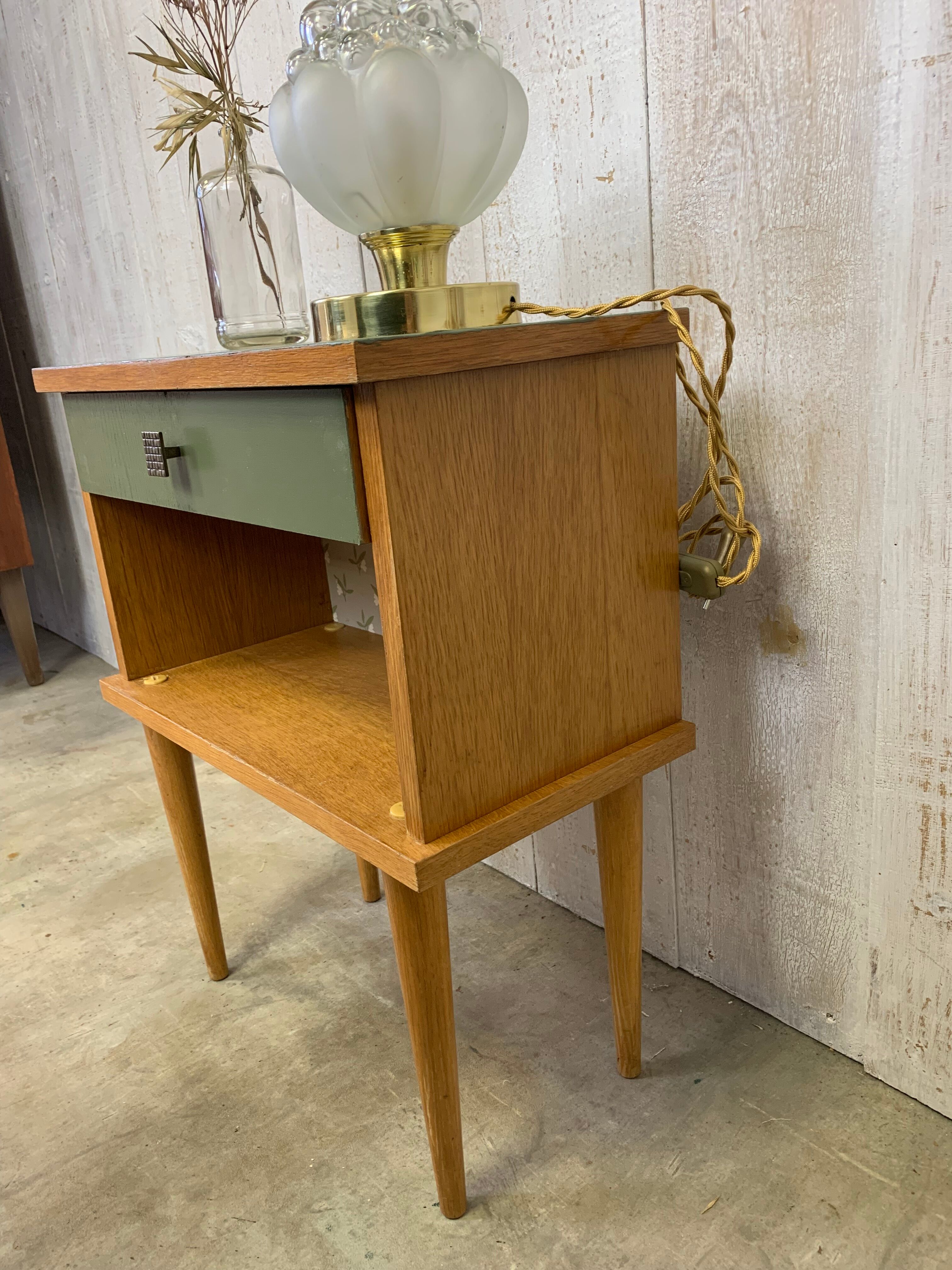 Bedside with tapered feet