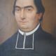 Old 19th century oil on canvas portrait painting priest vintage religious painting