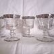 Set of 5 engraved Murano wine (or water) glasses, silver rim