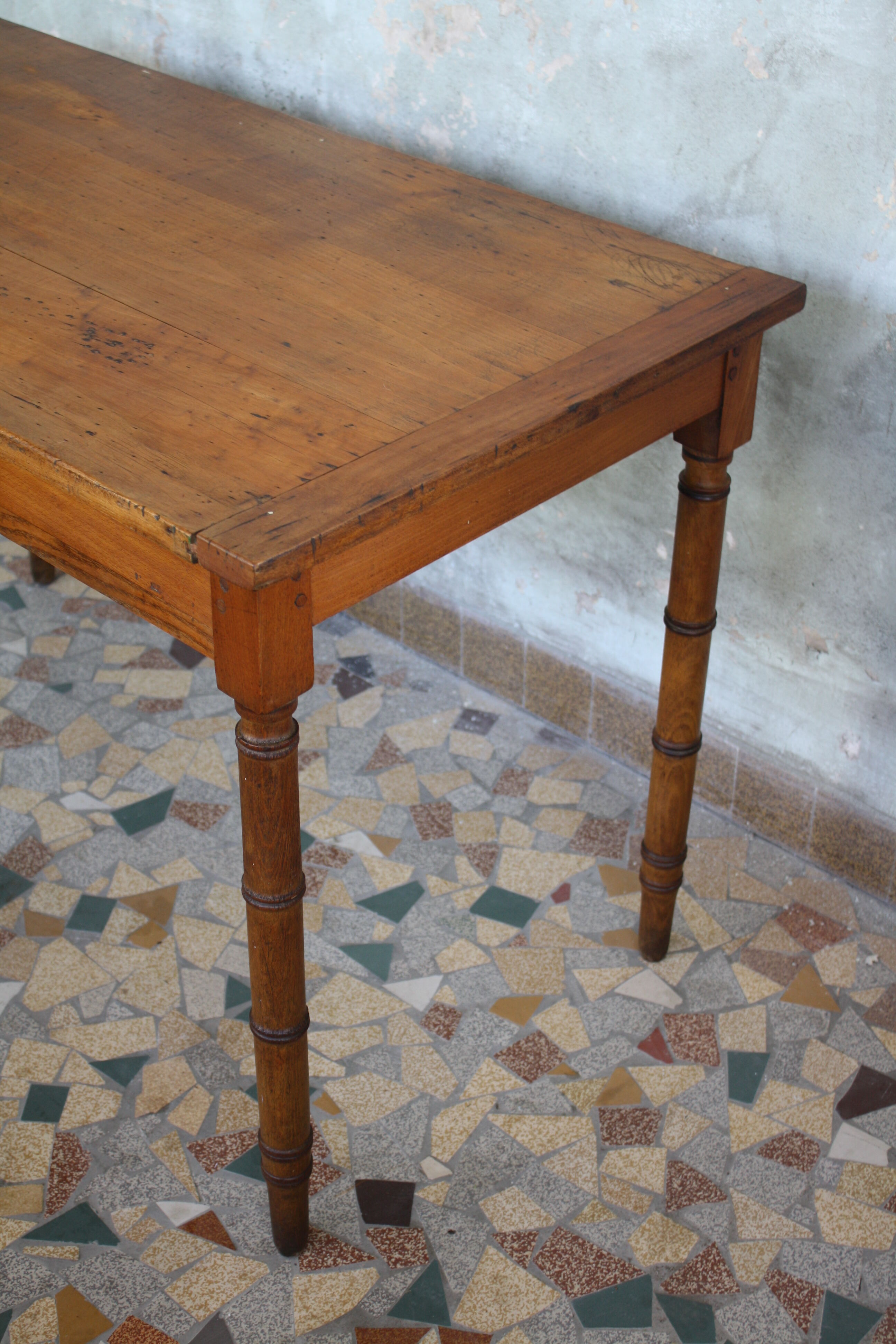 Pitch pine desk false bamboo Napoleon III