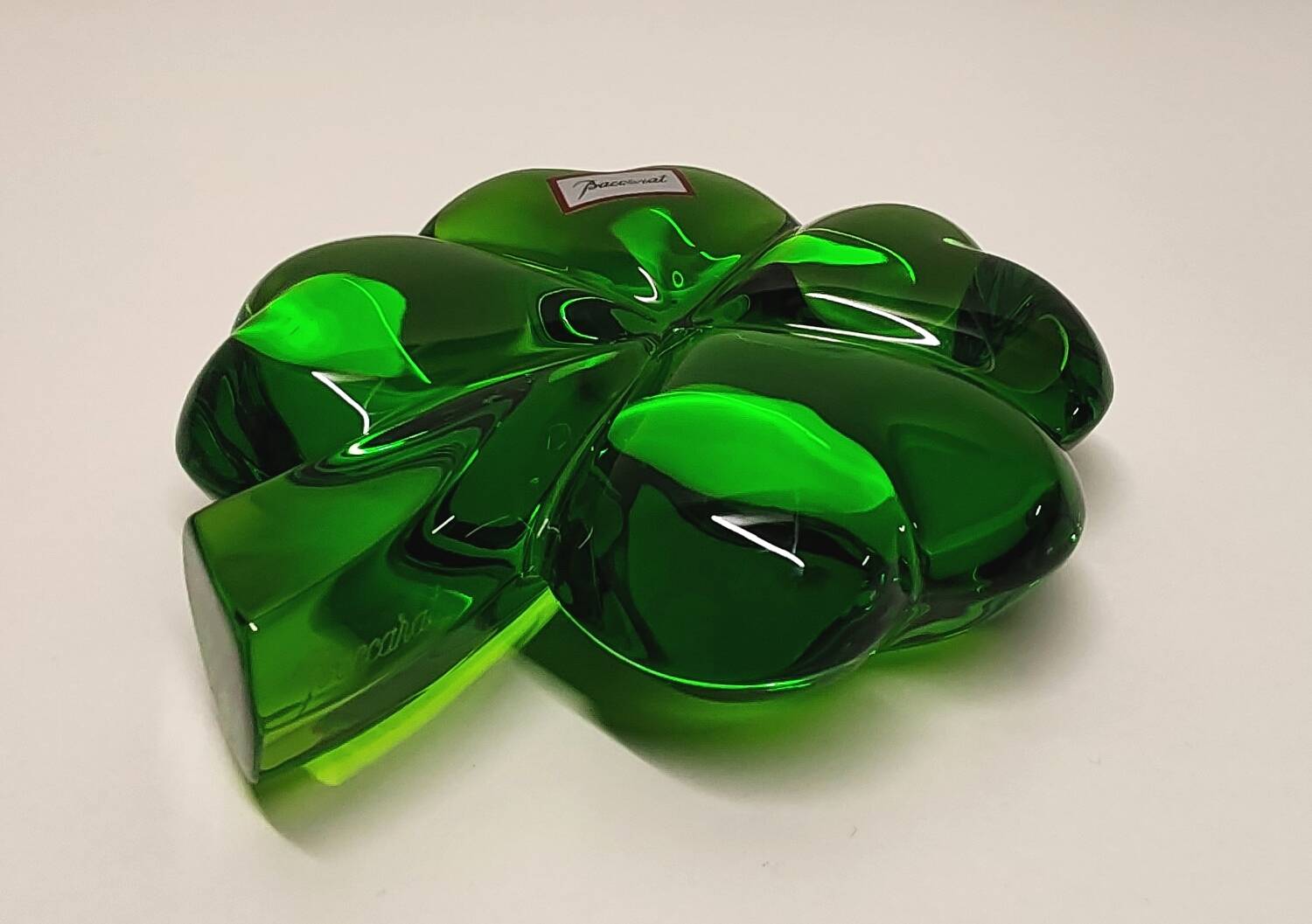 Baccarat green crystal paperweight