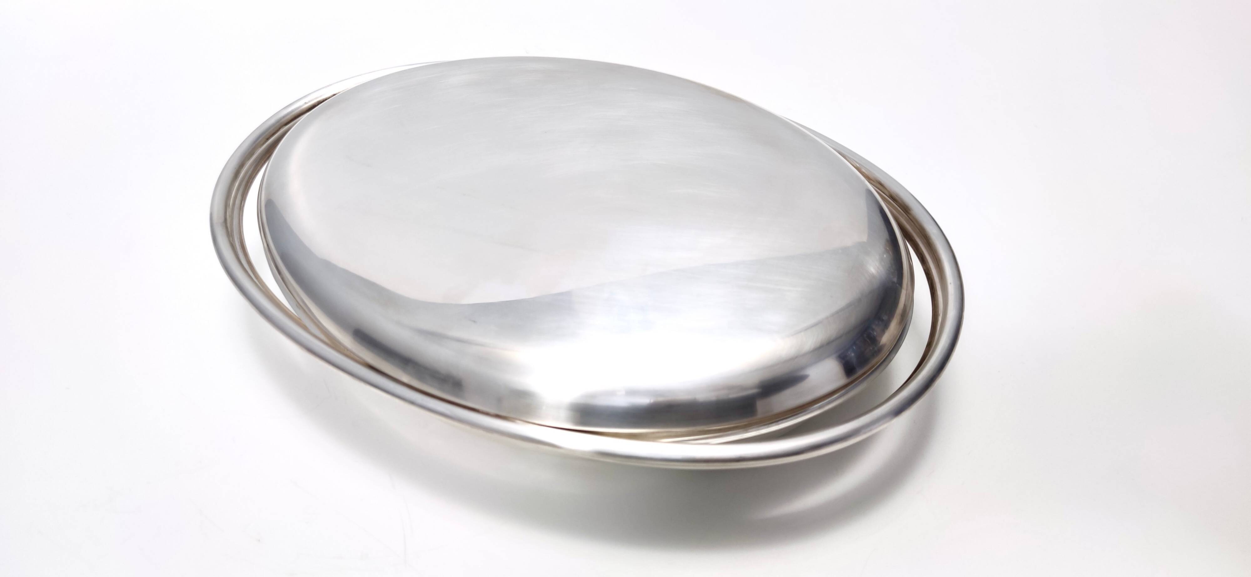 Lino Sabattini Silver-Plated Metal Serving Plate, Marked, Italy
