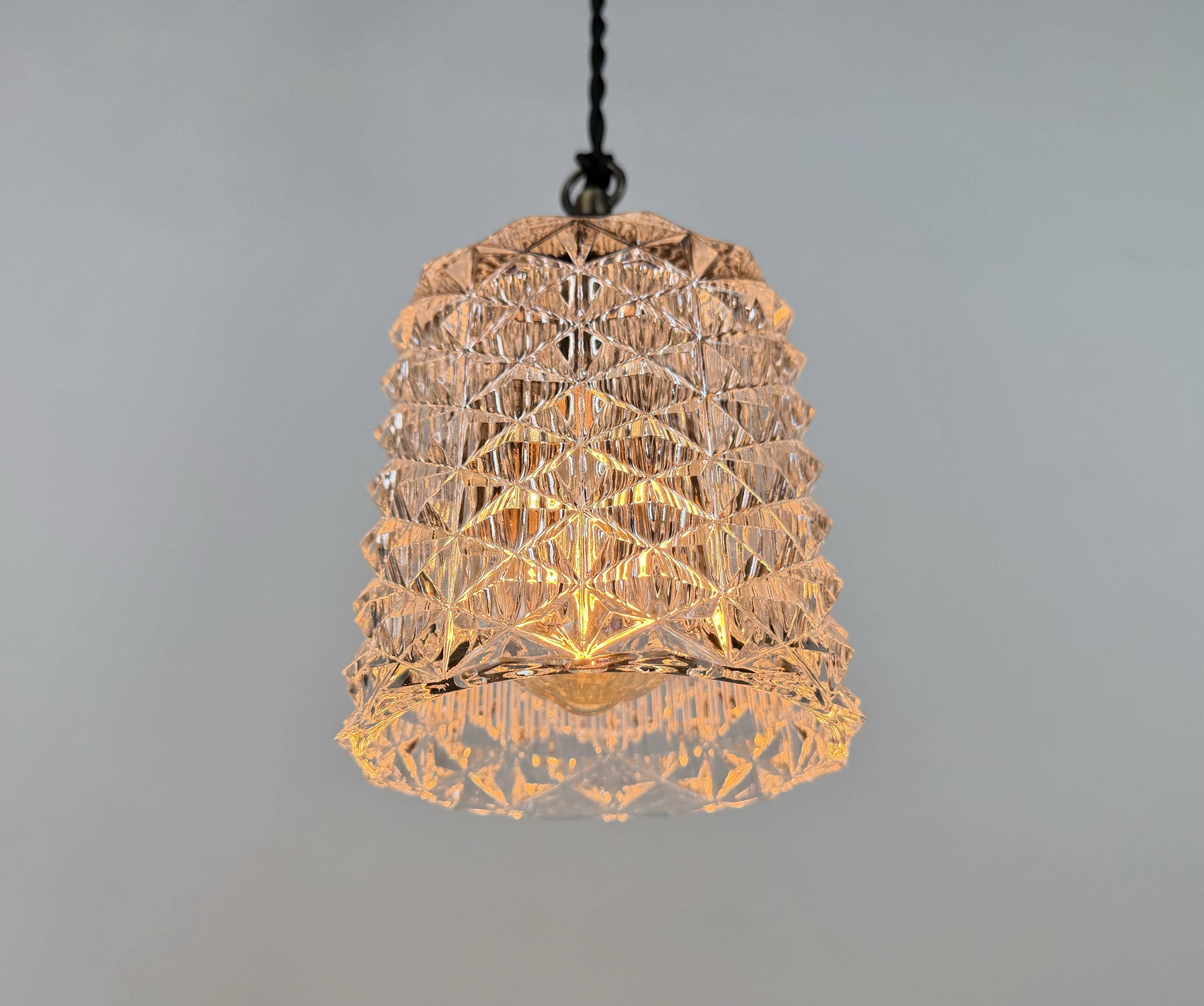 Vintage Cut Glass Ceiling Light, 1970s