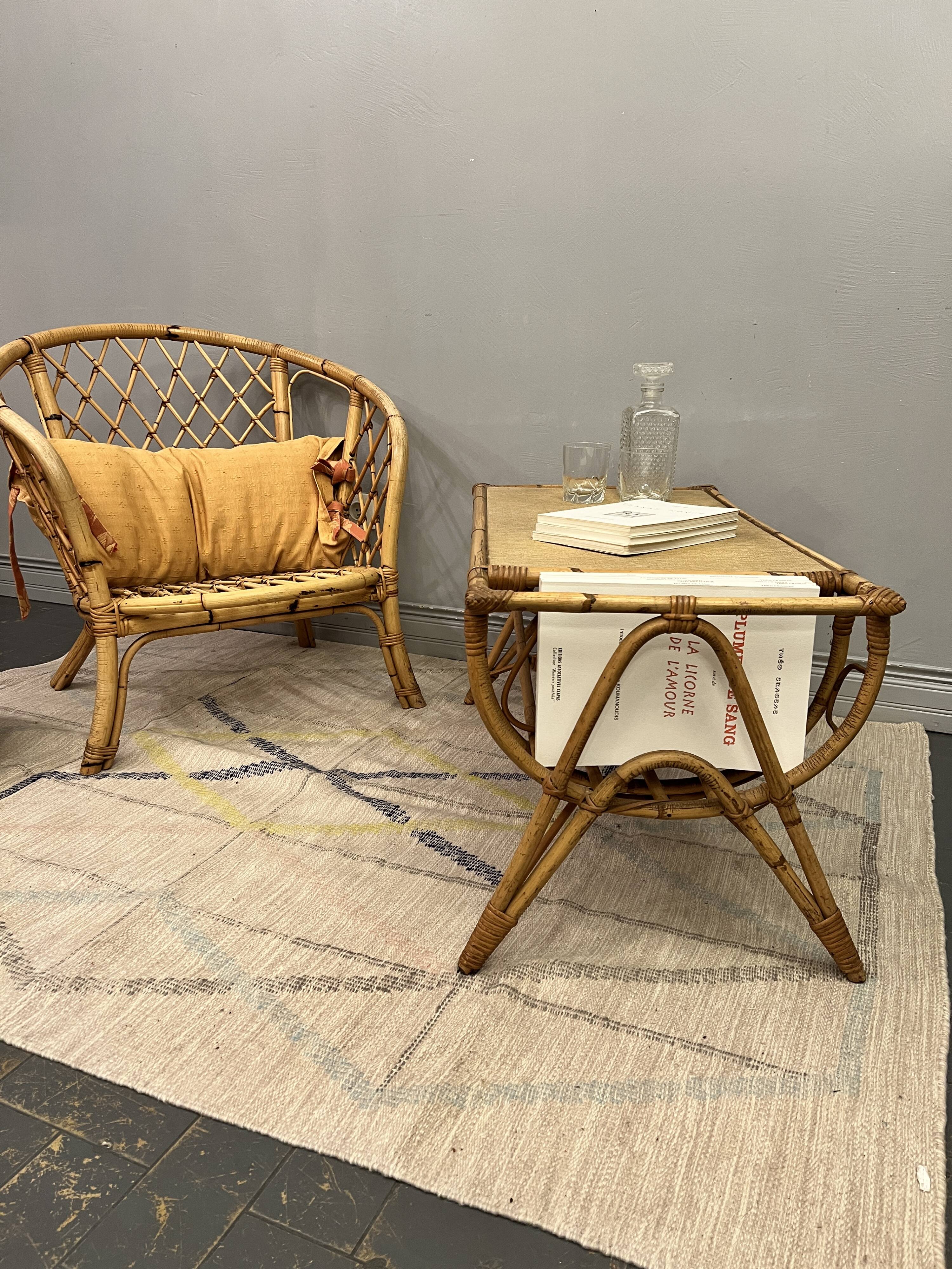 Trio of rattan armchairs