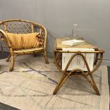 Trio of rattan armchairs