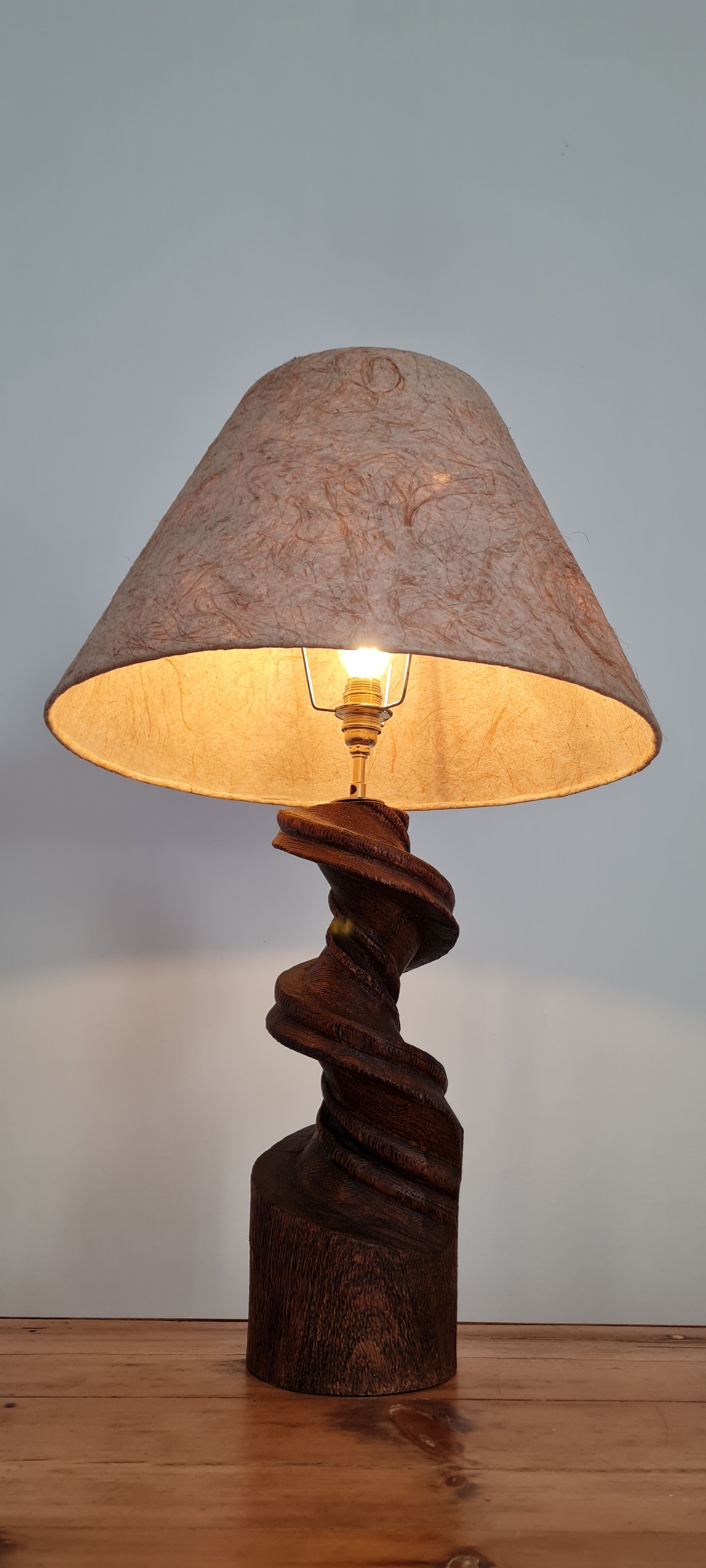Handmade lamp in turned wood