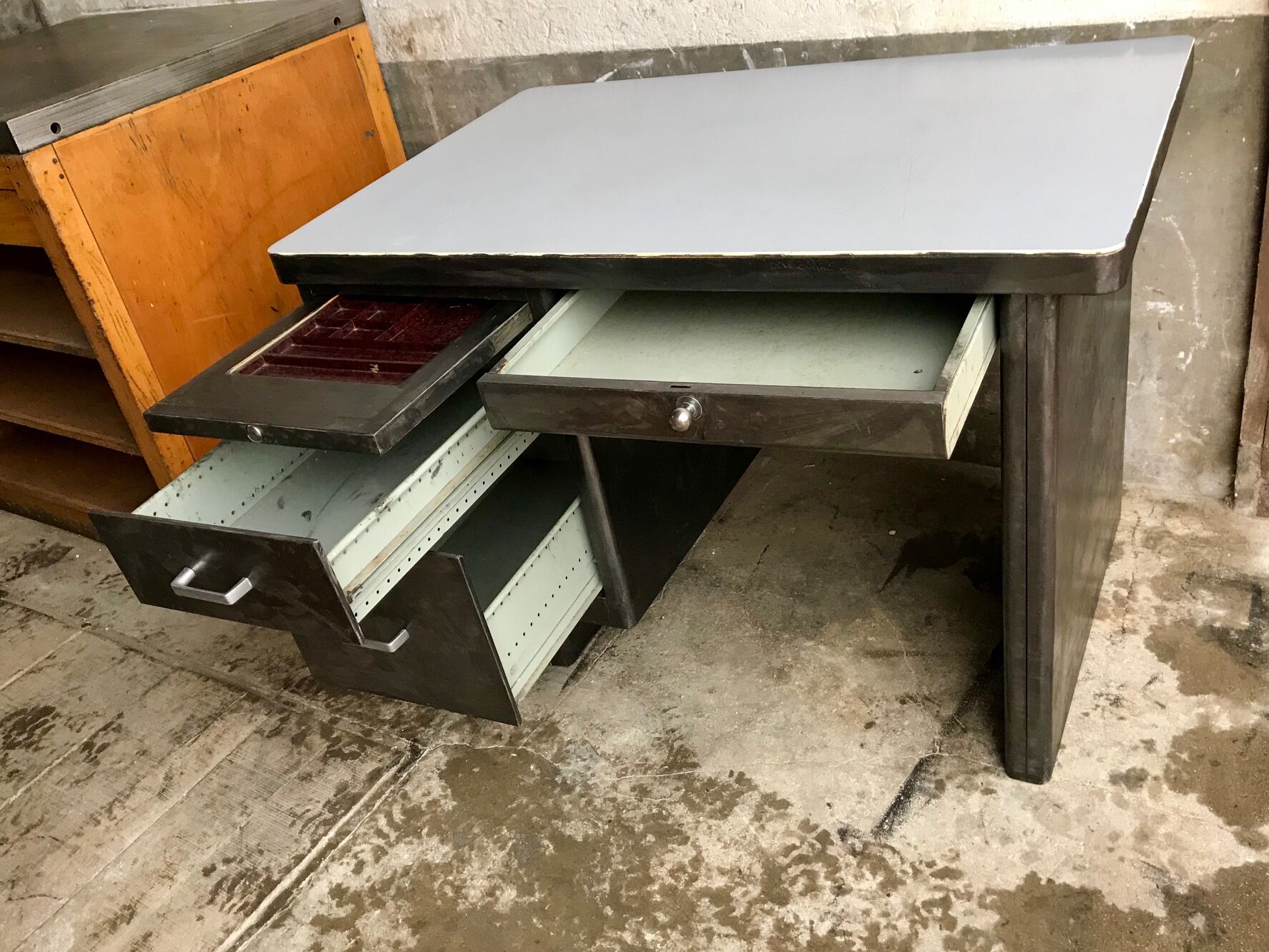 Industrial metal desk