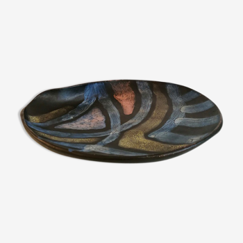 Ceramic dish abstract decoration, bean shape, 1960