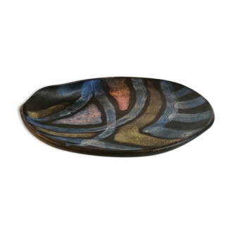 Ceramic dish abstract decoration, bean shape, 1960