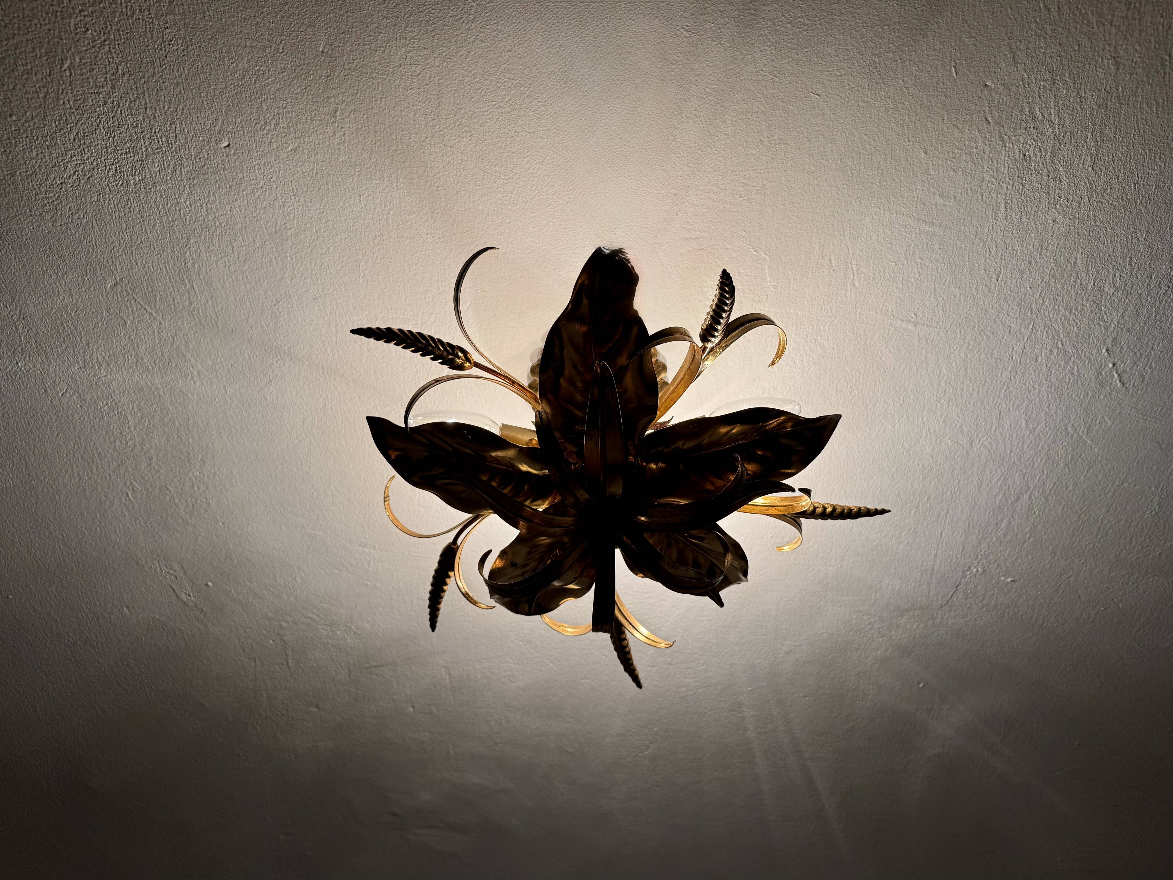 Golden Italian Hollywood Regency Chandelier by Hans Kögl