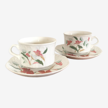 Set of 2 tea cups and Pontesa Spain subcups