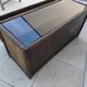 Vintage rattan and glass TV unit.