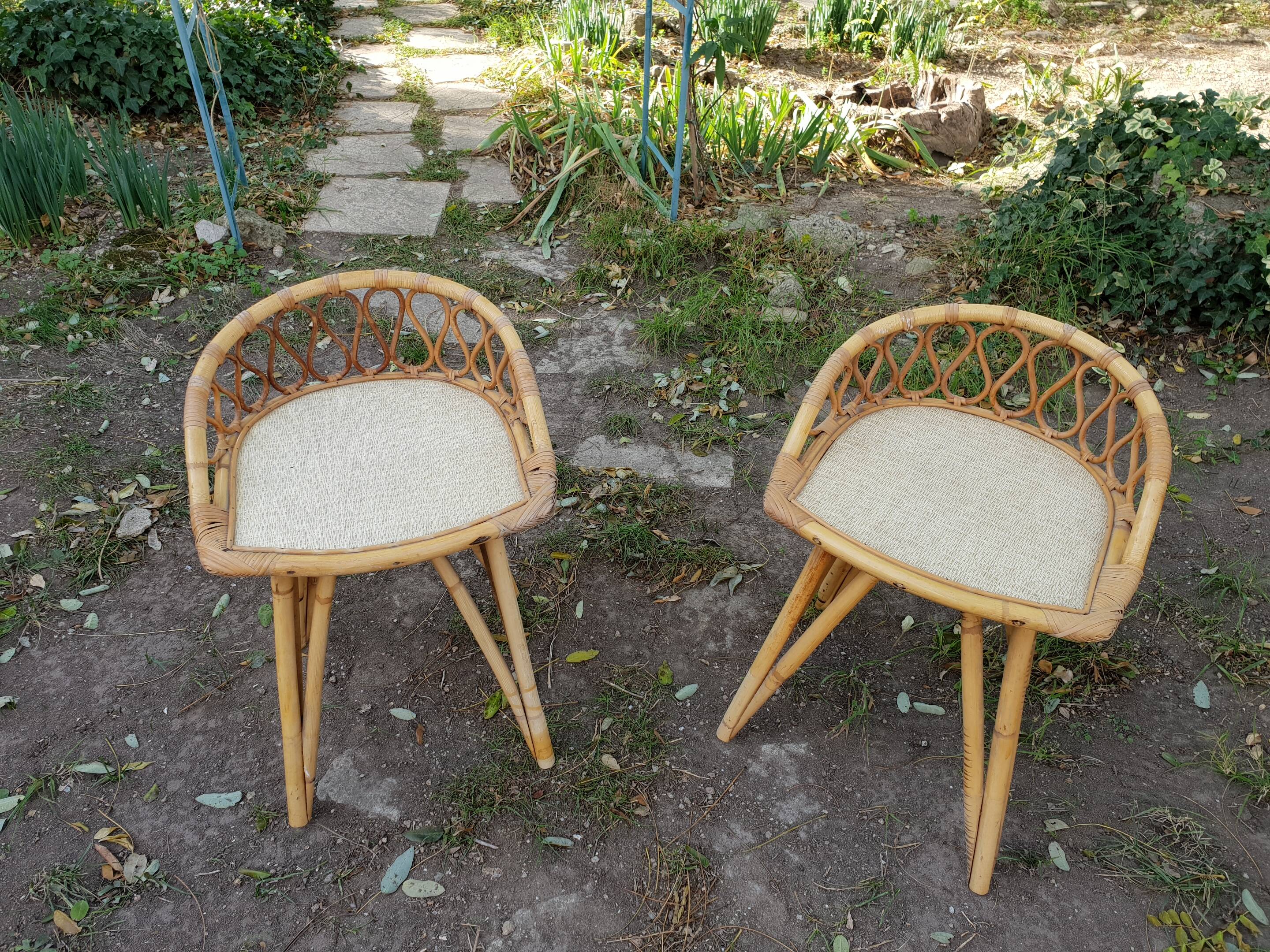 Pair of bedside rattan 1970