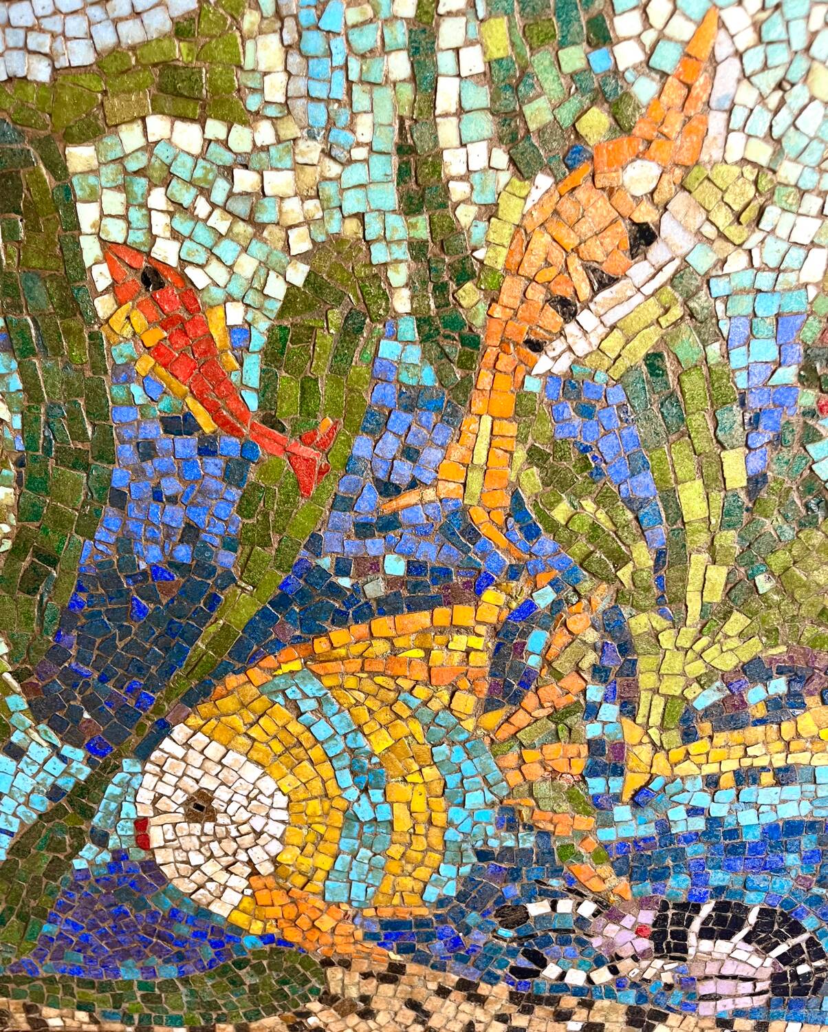 Large vintage mosaic wall fresco 1950