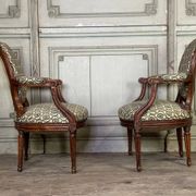 Pair Of Louis XVI Armchairs In Carved Wood, 18th Century