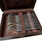 Set of 12 silver-plated metal dessert forks from the Nicolet Orléans brand